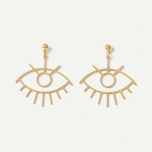 Gold Eye Shaped Drop Earrings